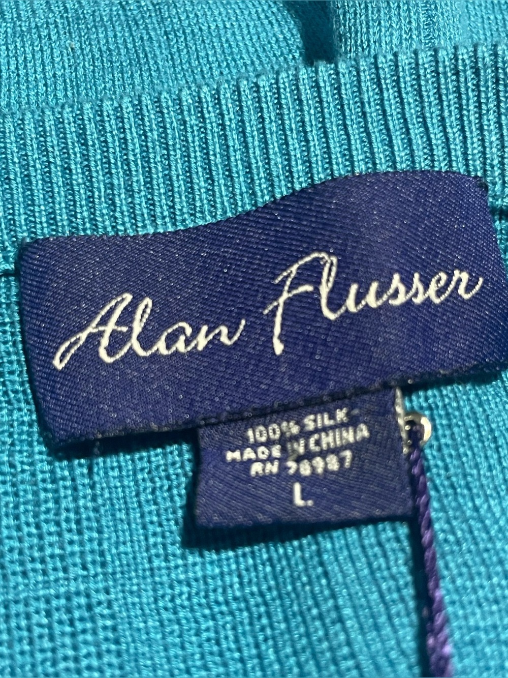 Alan Flusser 100% Silk Textured Sweater Vest Men’s Large NWT Turquoise Luxur Y2K - Picture 5 of 10